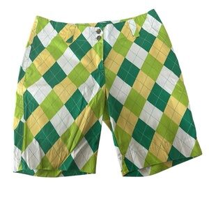 Loudmouth Golf Fairway A-Tisket-A-Tasket Women's Argyle Bermuda Short Size 4